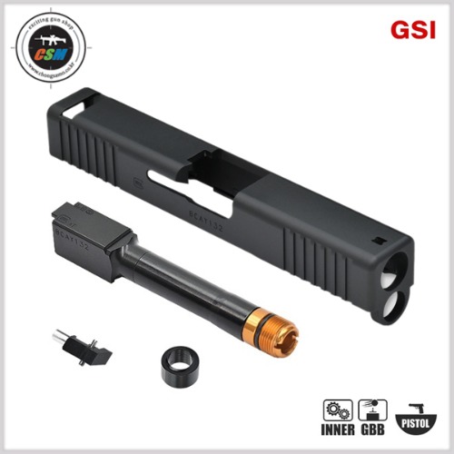 [GSI] Non Tilting Metal Slide Set (Serration) for Marui Glock19 Gen4 (글록19 젠4 논틸팅바렐 메탈슬라이드)