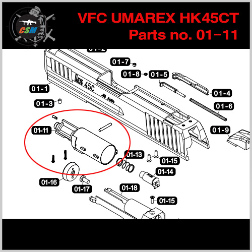 [VFC] UMAREX HK45CT Loading nozzle [Parts no. 01-11]